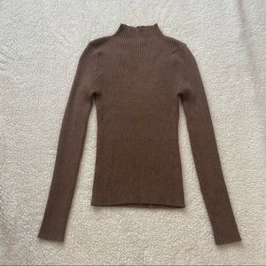 active usa brown ribbed turtleneck
